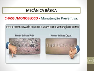 MECÂNICA BÁSICA
CHASSI/MONOBLOCO - Manutenção Preventiva:
67
 