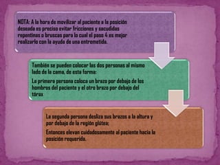 Normas generales para la movilización de un paciente.