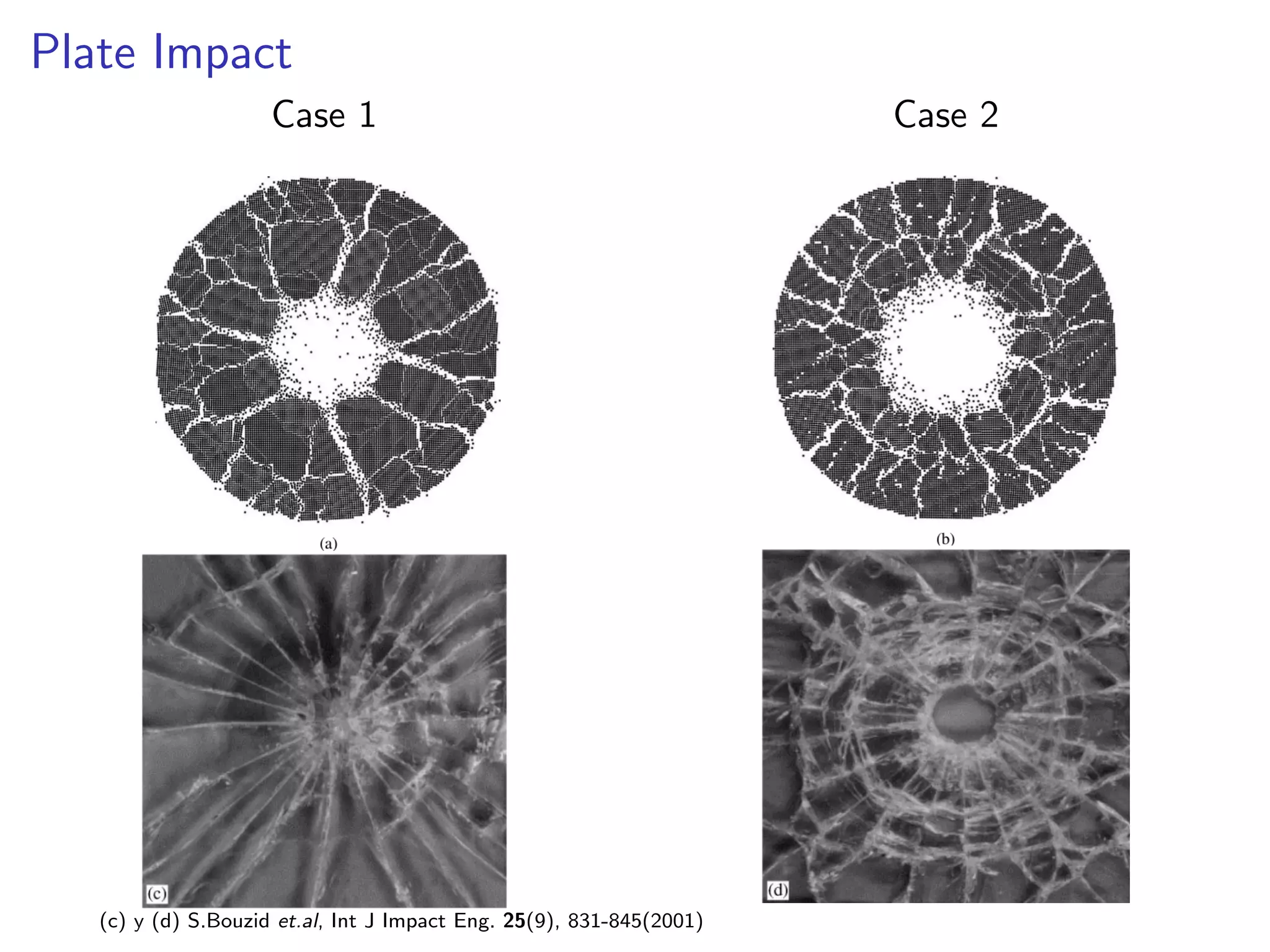 Plate Impact
                     Case 1                                           Case 2




   (c) y (d) S.Bouzid et.al, Int J Impact Eng. 25(9), 831-845(2001)
 