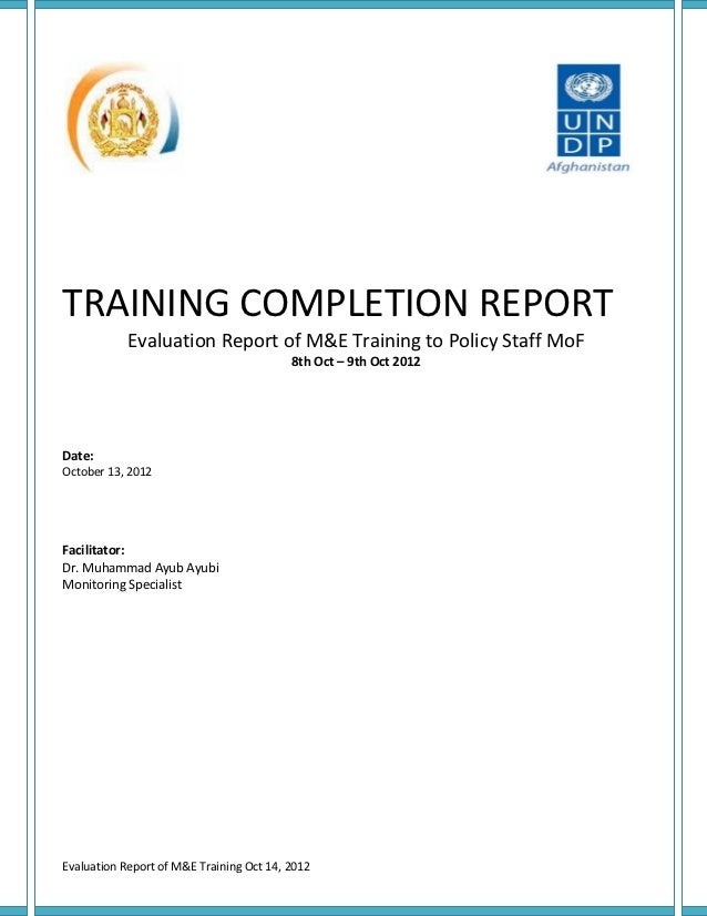 m e completion training report oct 142012 completion of training