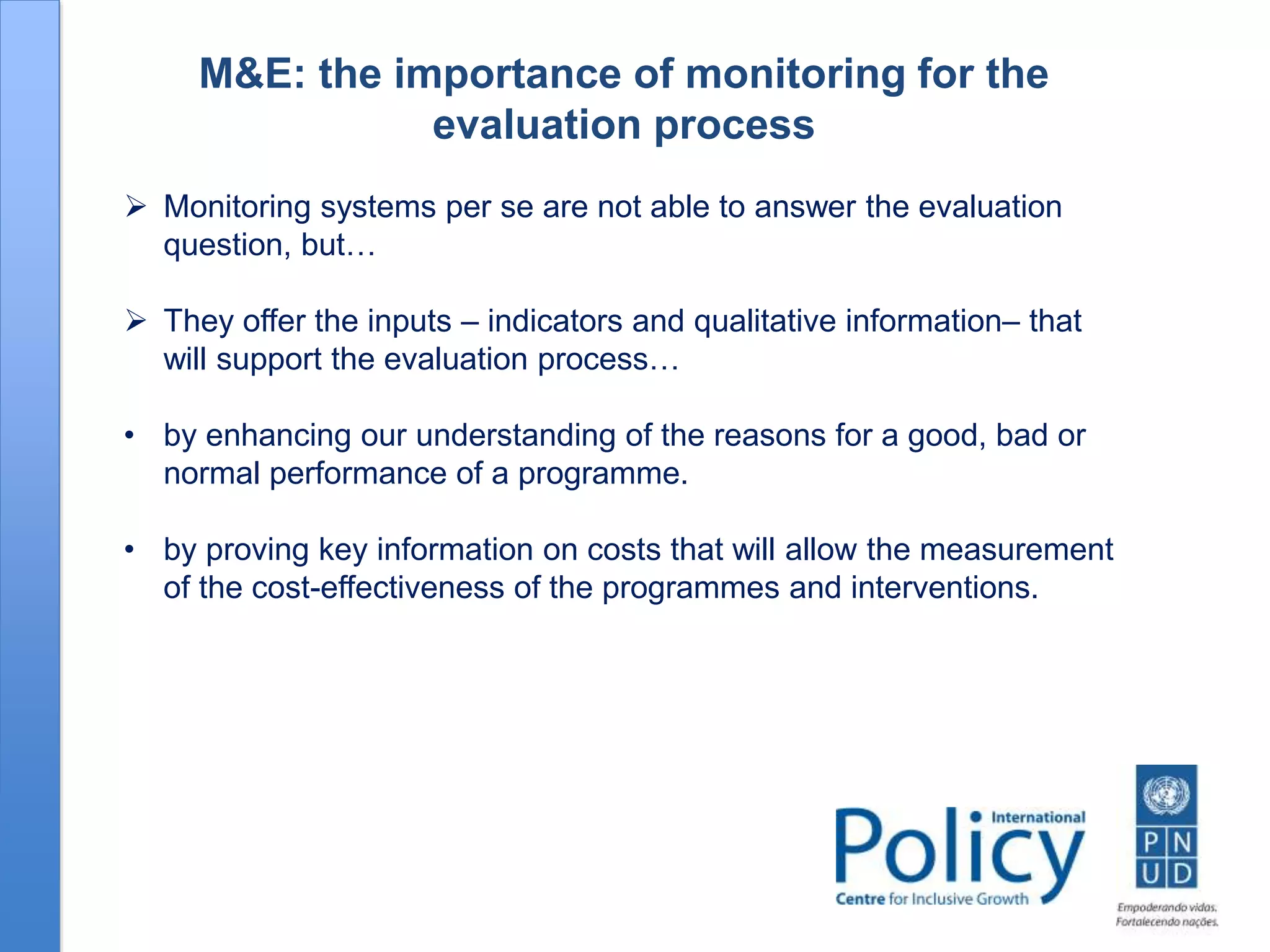 The role of Monitoring and Evaluation in Improving Public Policies ...
