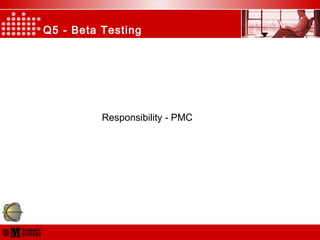 Q5 - Beta Testing
Responsibility - PMC
 