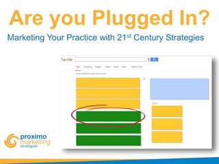 Are you Plugged In?
Marketing Your Practice with 21st Century Strategies
 