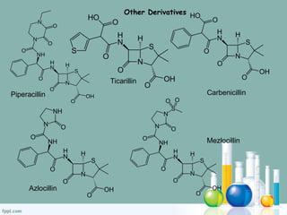 Piperacillin
Ticarillin
Azlocillin
Mezlocillin
Carbenicillin
Other Derivatives
 