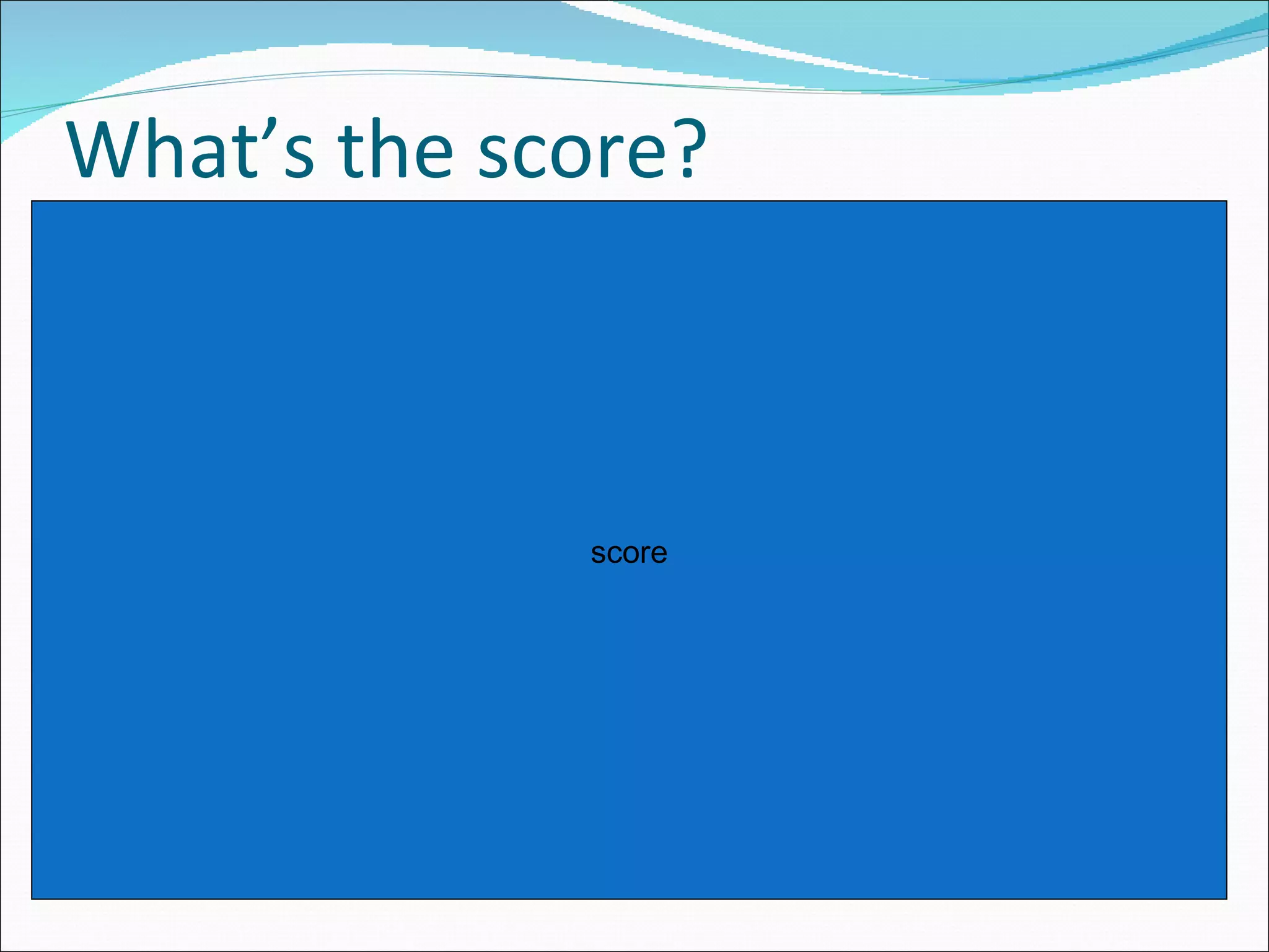 What’s the score? score 