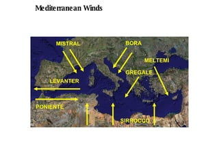 Mediterranean Winds MISTRAL MELTEMI BORA GREGALE SIRROCCO LEVANTER PONIENTE 