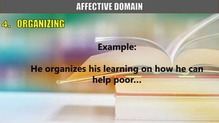 Example:
He organizes his learning on how he can
help poor…
 