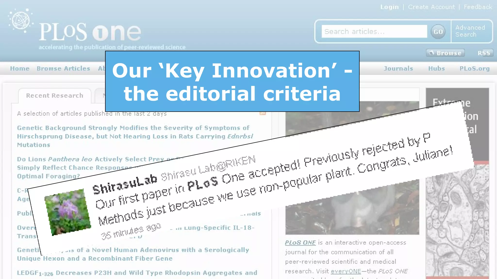 Our ‘Key Innovation’ -  the editorial criteria 