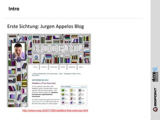 Intro


Erste Sichtung: Jurgen Appelos Blog




        http://www.noop.nl/2011/09/meddlers-free-exercise.html

                                                                 5
 