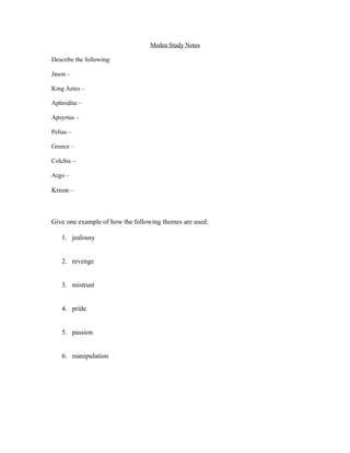 Medea test | DOC | Sci-fi and Fantasy | Hobbies & Interests