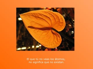 El que tú no veas los átomos,
no significa que no existan.
 