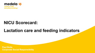Paul Bolla
Corporate Social Responsibility
NICU Scorecard:
Lactation care and feeding indicators
 
