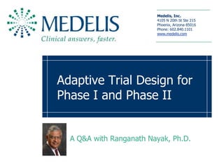 Adaptive Trial Design for Phase I and Phase II A Q&A with RanganathNayak, Ph.D. 