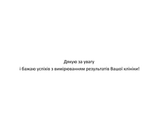 Дякую за увагу і бажаю успіхів з вимірюванням результатів Вашої клініки! 