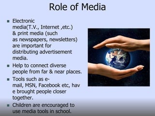 New Age Media:- Mobile Phones, Computer, Websites, Blogging, Internet TV, Social Networking.Types of Media Contribution