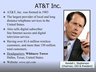 Some Media ConglomeratesAT&TAOLSonyTime WarnerITI GroupThe Walt Disney CompanyViacomDishnetComcastLiberty MediaNews Corporation.