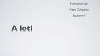 Instruction Lab

         Video Collection

           Equipment



A lot!
 