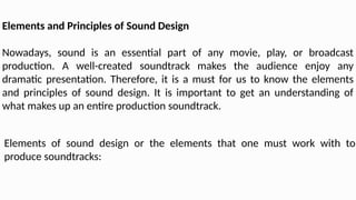 Universal Design Example Audio Elements Comprehensive Guide to Audio Information and Media Literacy | PPTX