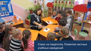 Спрос на педагогов. Развитие частных
учебных заведений
 