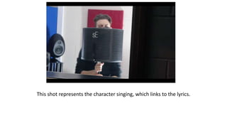 This shot represents the character singing, which links to the lyrics.
 
