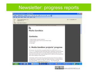 Newsletter: progress reports 