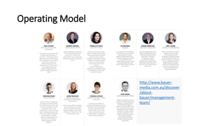 Operating Model
http://www.bauer-
media.com.au/discover
/about-
bauer/management-
team/
 