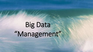 Big Data
“Management”
 