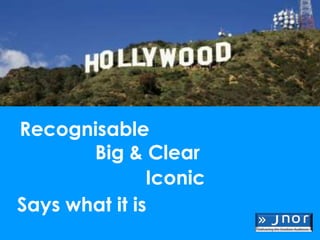 Recognisable
       Big & Clear
               Iconic
Says what it is
 