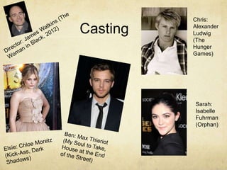 Chris:

Casting   Alexander
          Ludwig
          (The
          Hunger
          Games)




          Sarah:
          Isabelle
          Fuhrman
          (Orphan)
 