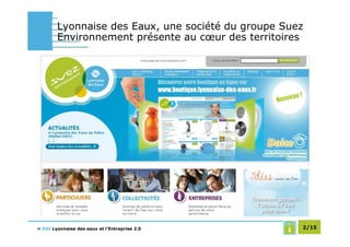 Lyonnaise des Eaux, une société du groupe Suez
        Environnement présente au cœur des territoires




> DSI Lyonnaise des eaux et l’Entreprise 2.0         2/15
 