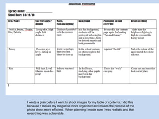 Table of Contents Planning