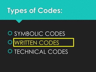 Technical Or Symbolic Code MEDIA AND INFO LANGUAGES. in reading and writing pptx | PPTX