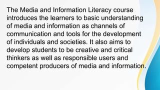 Media and information literacy first lecture | PPTX