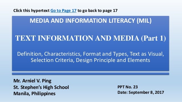media and information literacy mil text information and media pa text format definition