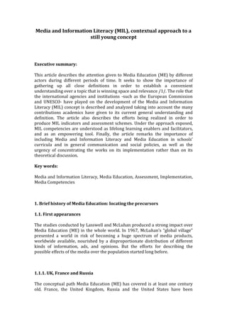 Media and information literacy (mil), contextual approach to a still ...