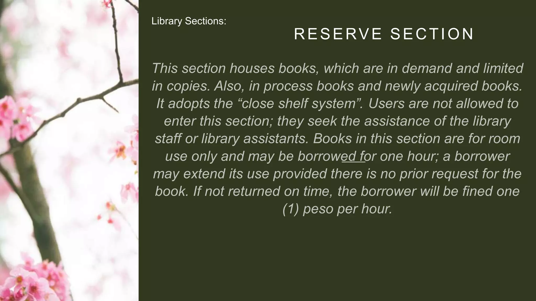 RESERVE SECTION
Library Sections:
 