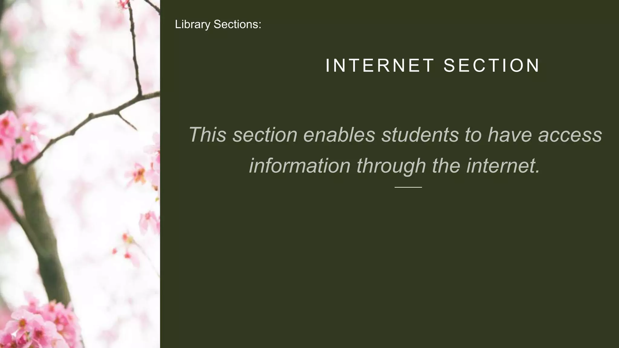 INTERNET SECTION
Library Sections:
 