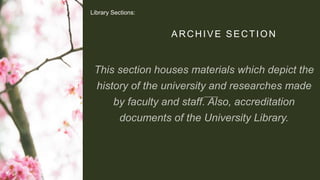 ARCHIVE SECTION
Library Sections: