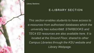 E-LIBRARY SECTION
Library Sections: