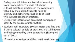 • Present your output and the result next meeting.
 