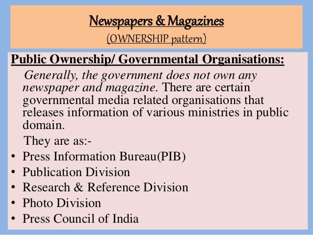 Ownership Patterns Of Mass Media
