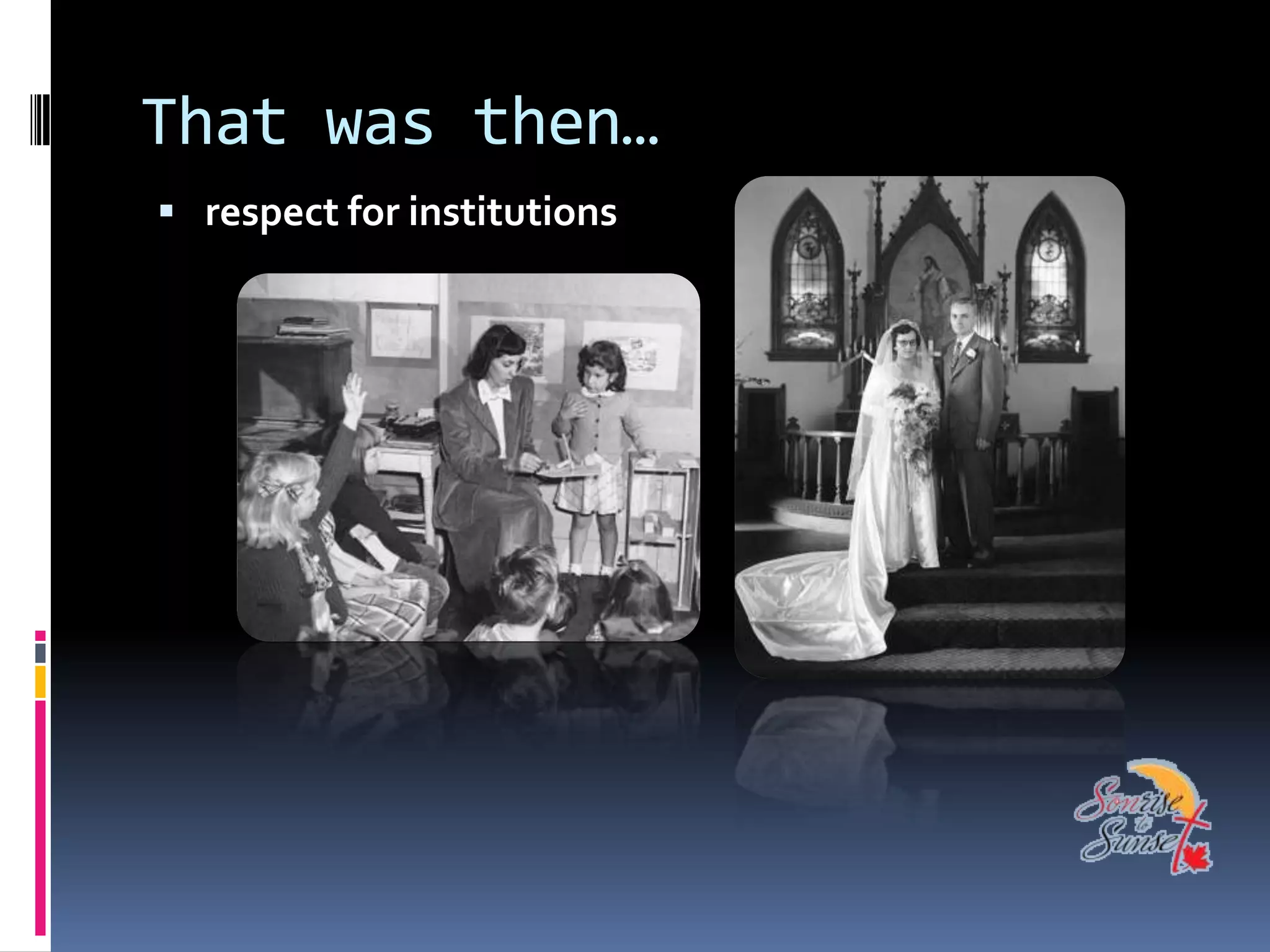 That was then…
 respect for institutions
 