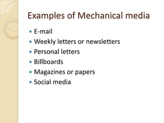 Media and types of communication