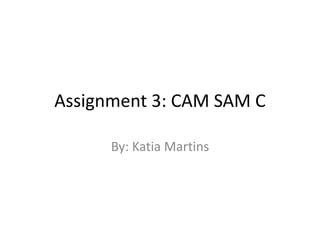 Assignment 3: CAM SAM C
By: Katia Martins
 