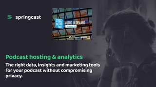 The right data, insights and marketing tools
for your podcast without compromising
privacy.
Podcast hosting & analytics
 