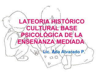 LATEORIA HISTÓRICO CULTURAL BASE PSICOLÓGICA DE LA ENSEÑANZA MEDIADA    Lic. Ada Alvarado P. 