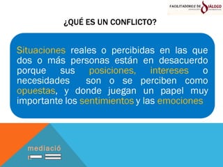 ¿QUÉ ES UN CONFLICTO? mediación