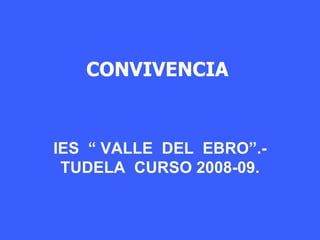 CONVIVENCIA IES  “ VALLE  DEL  EBRO”.- TUDELA  CURSO 2008-09. 