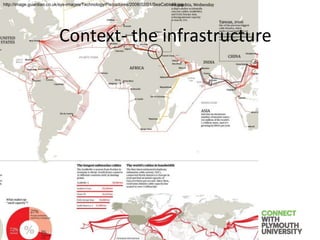 Context- the infrastructure
http://image.guardian.co.uk/sys-images/Technology/Pix/pictures/2008/02/01/SeaCableHi.jpg
 