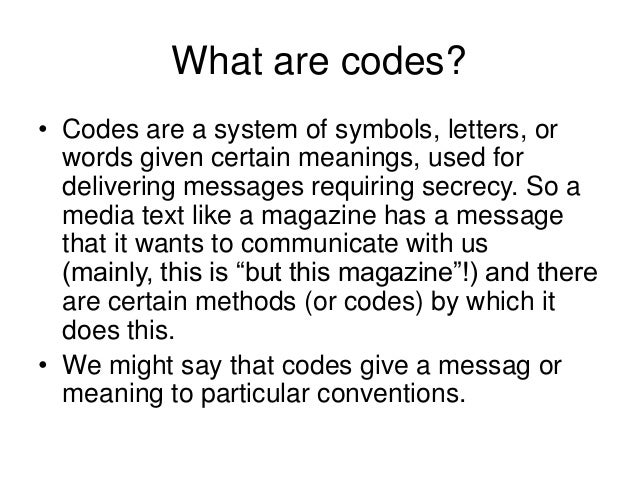 Media codes and conventions music mag